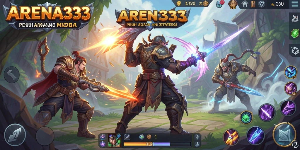 Tangkapan layar ARENA333 menampilkan aksi seru dalam pertempuran MOBA.