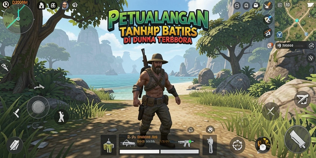 Screenshot gameplay D200M menampilkan dunia terbuka yang menakjubkan.