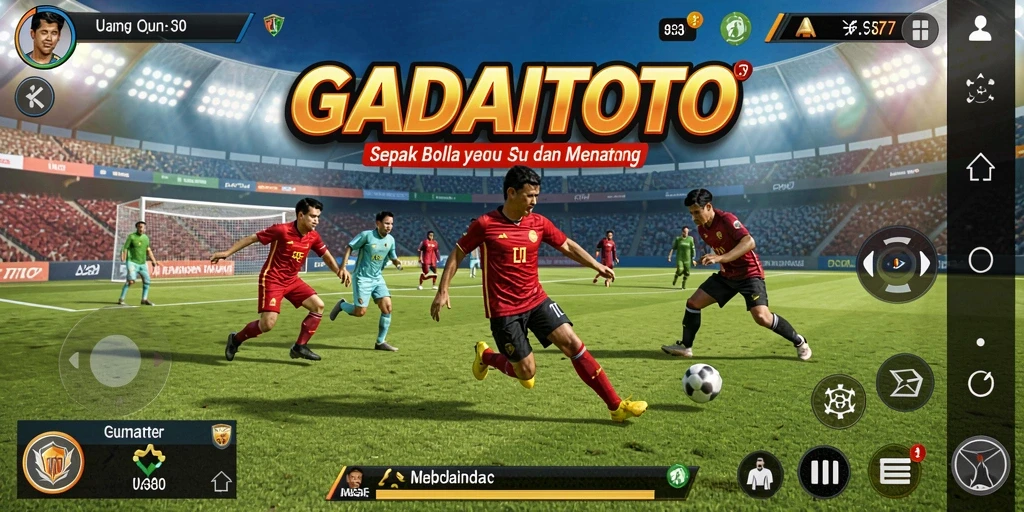Tampilan gameplay seru dalam permainan sepak bola GADAITOTO.