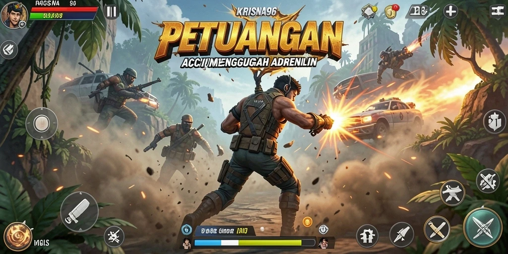 Screenshot gameplay KRISNA96 yang penuh aksi dan intens.