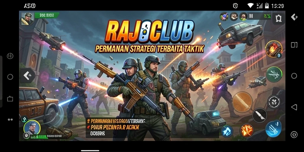 Screenshot utama RAJACLUB menampilkan serangan strategis yang mendebarkan.