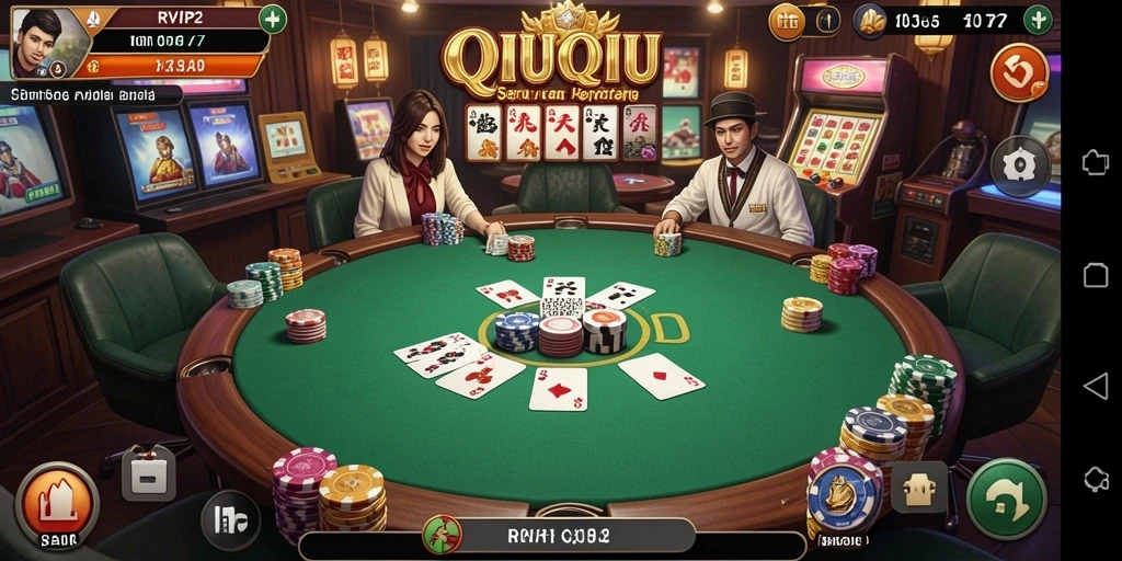 Tampilan screenshot RVIP2 menunjukkan permainan QiuQiu yang mendebarkan.