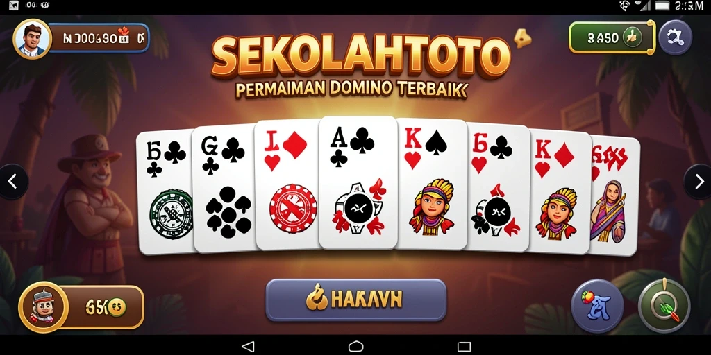 Tampilan gameplay menarik dari SEKOLAHTOTO dengan elemen Domino yang khas.