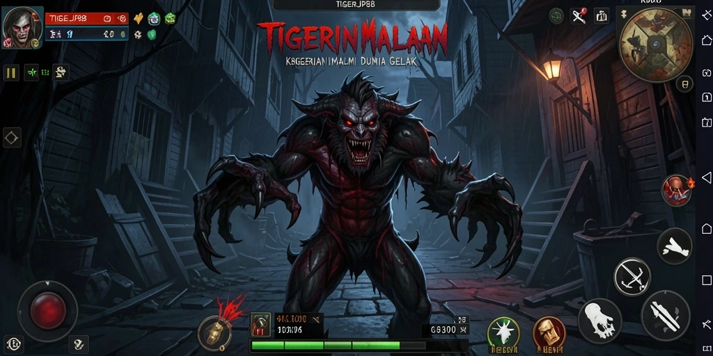 Screenshot gameplay menampilkan suasana Horror yang mencekam di TIGERJP88.