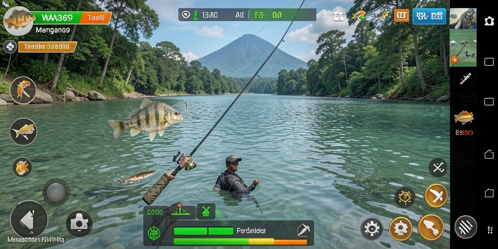 Tampilan gameplay WA369 yang menarik saat memancing.